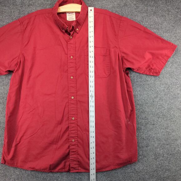 Wrangler Authentics Mens Chest Pocket Button-Down Shirt Red 2XT 100% Cotton - Picture 10 of 12